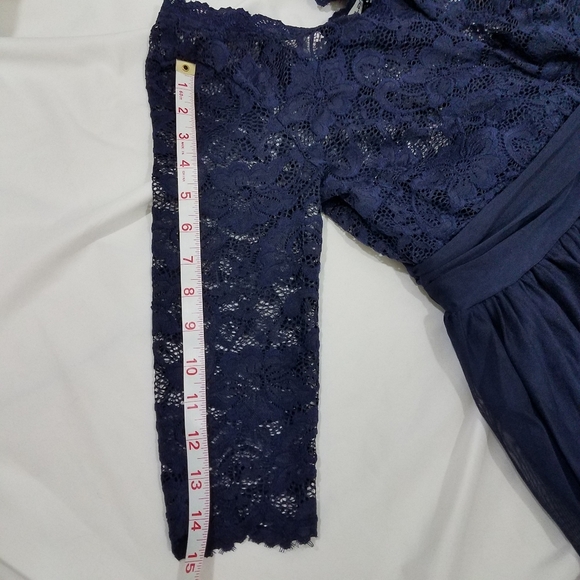 Dilanni Navy Lace 3/4 Sleeve Dress M - Picture 12 of 15